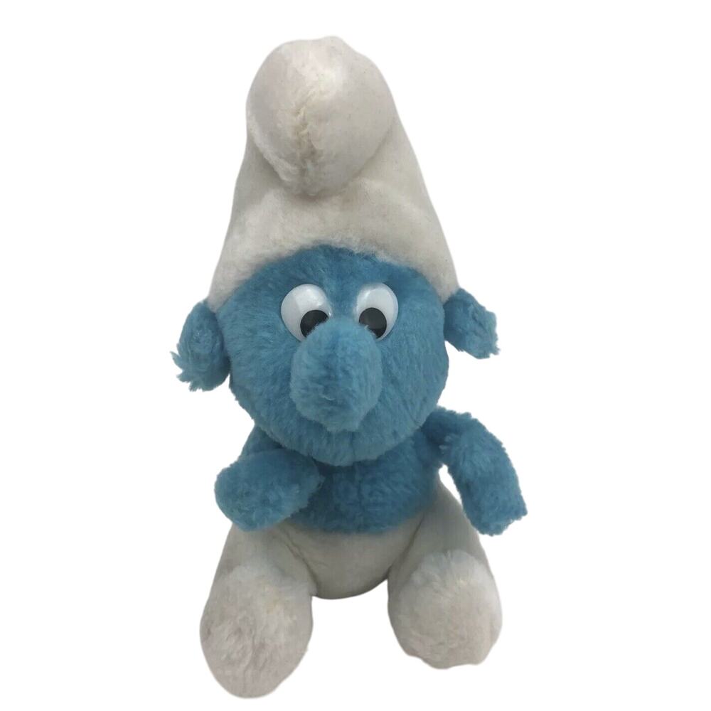 Vintage 1980 Peyo Smurf 8 inch Stuffed Plush